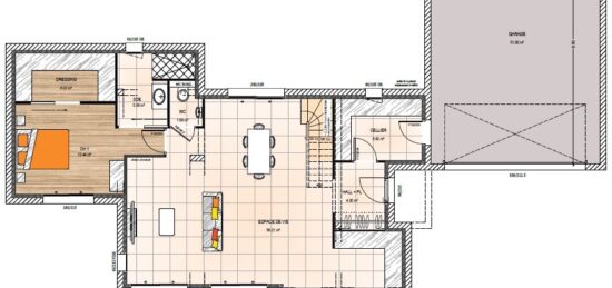 Plan de maison Surface terrain 149 m2 - 6 pièces - 4  chambres -  avec garage 