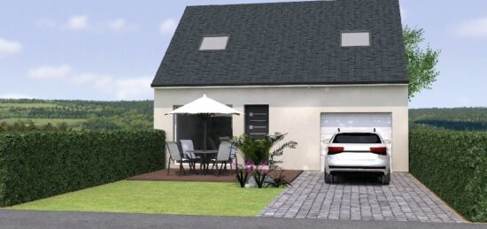 Plan de maison Surface terrain 90 m2 - 5 pièces - 3  chambres -  avec garage 