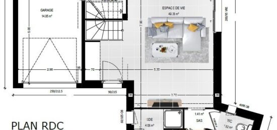 Plan de maison Surface terrain 113 m2 - 6 pièces - 4  chambres -  avec garage 